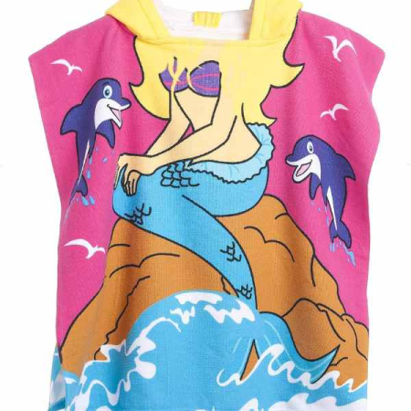 LIFESTYLE & PERSONAL - Prosop de Baie Pentru Copii Tip Halat din Microfibra 250 g/m² 58 x 57 cm Model cu Sirena - IoArtify.ro