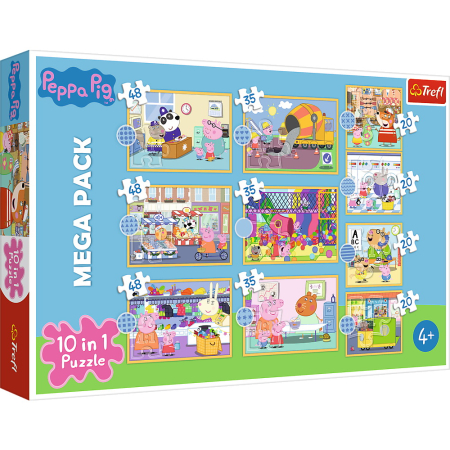 Puzzle - Puzzle Trefl 10in1 Intalneste-o pe Peppa Pig set 10 puzzle-uri 35 piese - IoArtify.ro