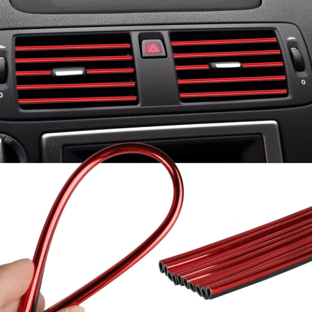 AUTO, MOTO & TRANSPORT - Rola Ornament Auto de tip U pentru muchii sau grila ventilatie 15 metri liniari culoare Rosie - IoArtify.ro