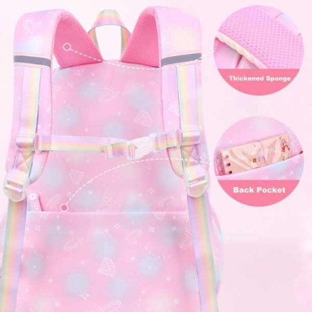 Rucsac roz pentru fetite cu jucarie plus, material Oxford impermeabil, 35L, bretele captusite, 44x32x17 cm [2]