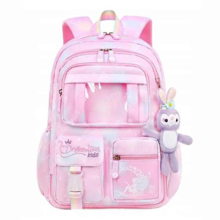 Papetarie - Rucsac roz pentru fetite cu jucarie plus, material Oxford impermeabil, 35L, bretele captusite, 44x32x17 cm