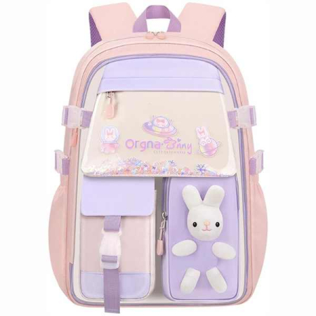 Ghiozdane, Genti & Trollere - Rucsac din Material Oxford cu Jucarie de Plus 35 L cu Bretele Căptușite 45x32x17 cm Roz cu Mov - IoArtify.ro