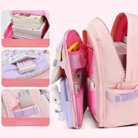 Rucsac Mercaton din Material Oxford cu Jucarie de Plus 35 L cu Bretele Căptușite 45x32x17 cm Roz cu Mov – IoArtify.ro [5]