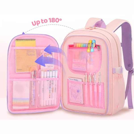 Rucsac Mercaton din Material Oxford cu Jucarie de Plus 35 L cu Bretele Căptușite 45x32x17 cm Roz cu Mov – IoArtify.ro [2]