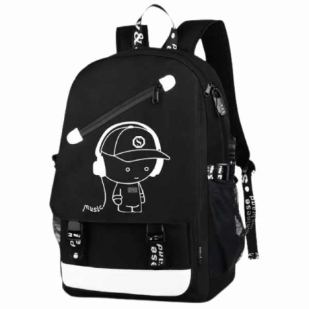 Ghiozdane, Genti & Trollere - Rucsac din Material Oxford cu Port USB și Elemente Fosforescente 44x27x16 cm Negru - IoArtify.ro