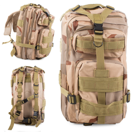 Camping si Drumetii - Rucsac tactic militar 30L, impermeabil, camuflaj bej, rezistent și multifuncțional pentru aventuri și activități outdoor