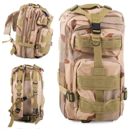 Rucsacuri sport casual - Rucsac tactic militar Capacitate 30 litri Impermeabil Nuante Bej Camuflaj 43x24x25 cm – IoArtify.ro