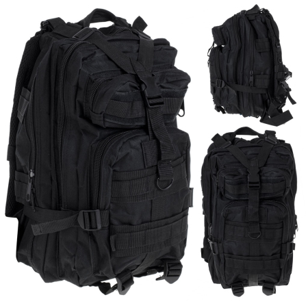 Camping si Drumetii - Rucsac Tactic Militar 25L Negru – Accesoriu Practic, Durabil și Versatil pentru Camping, Drumeții și Expediții