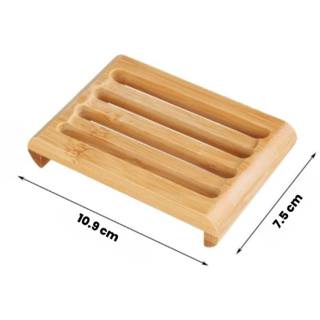 Sapuniera din lemn natural Bambus anti-derapanta cu drenaj apa 10.9 x 7.5 cm Maro – IoArtify.ro [2]