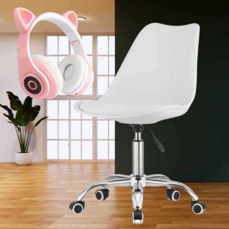 Mobilier Casa - Îmbunătățește-ți spațiul de lucru cu stil și confort: set ergonomic birou și căști wireless cu LED roz!