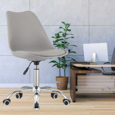 Scaun de Birou cu 5 Roti din Cauciuc Perna din Piele Ecologica si Sezut din PP Cadru Aluminiu 49 x 42 x 86-101 cm Gri si Casti Wireless cu LED si Slot Card Model Urechi Pisica Roz – IoArtify.ro [3]