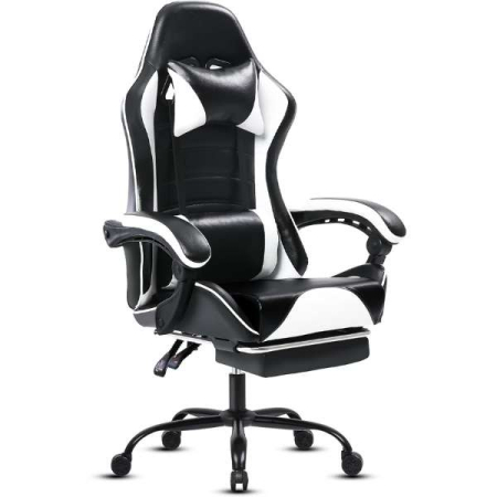 ELECTRONICE, IT & GADGET-URI - Scaun de Gaming cu Perna Lombara si Suport pentru Picioare Unghi 155 Grade Cadru Aluminiu Maxim 150 Kg 64116-123 cm Negru - IoArtify.ro