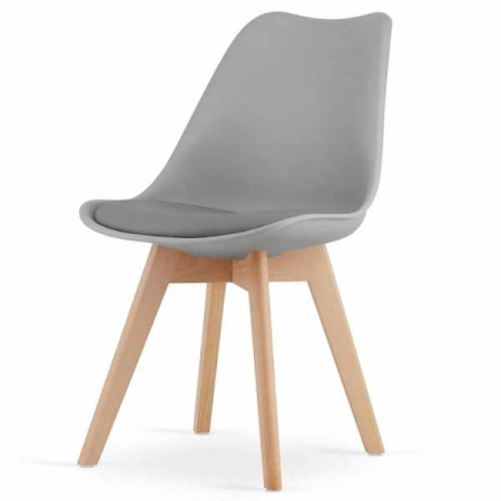 Scaune casă - Scaun Grosseto Stil Scandinav cu Picioare din Lemn si Sezut din PP 49 x 45 x 82 cm Gri Deschis - IoArtify.ro