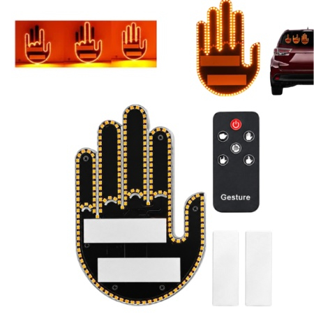 Auto-Moto - Semn LED Auto Tip Mana cu Telecomanda, 4 Gesturi + 3 Baterii AA Incluse