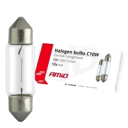Electrice si Electronice Auto - Set 10 Becuri Halogen C10W Festoon 12V 31mm pentru Iluminat Interior și Placă de Înregistrare