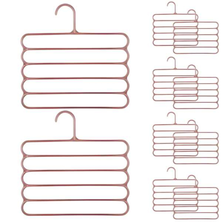 Casa si Gradina - Set 20 Umerase Plastic Antiderapant, 5 Pozitii, Maro – Organizare Eficientă a Garderobei Tale