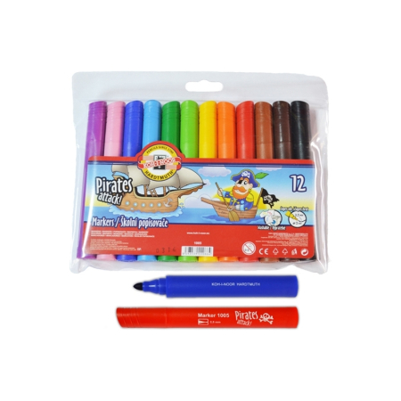 Papetarie - Set 12 Carioci Lavabile Multicolore, 2.5 mm – Perfect pentru școală și activități creative!