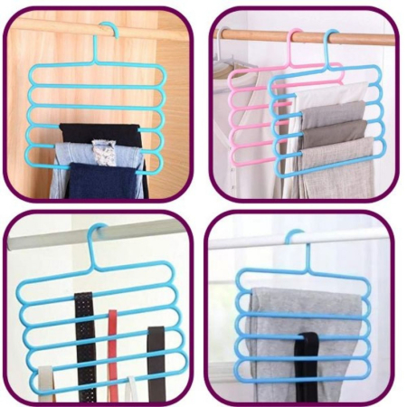 Set 12 Umerase Multifunctionale din Plastic cu 5 pozitii pentru Haine si Accesorii Anti-derapante 31 x 31 cm Roz Maro si Albastre – IoArtify.ro [1]