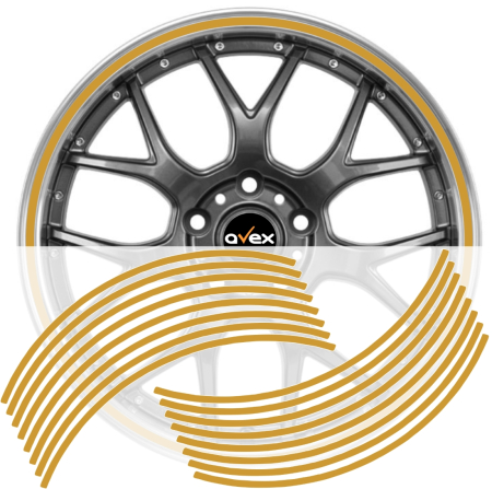 Stickere auto - Set 16 inele din autocolant pentru jante culoare Gold Lucios grosime 1 milimetru - IoArtify.ro