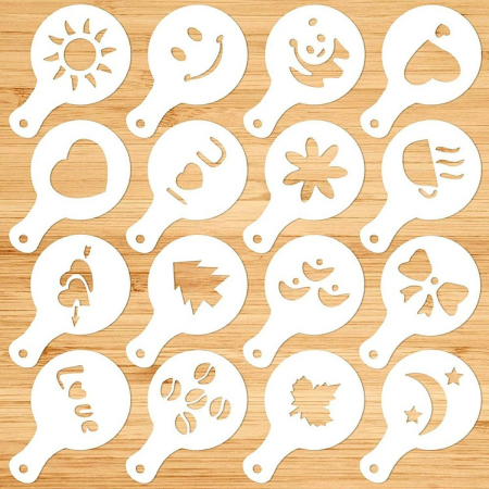 Set 16 Șabloane Reutilizabile pentru Decorarea Deserturilor și Cafelei – Perfect pentru Barista Acasă [6]