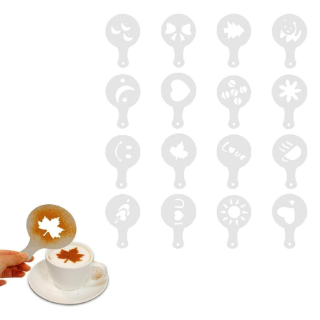 Set 16 Șabloane Reutilizabile pentru Decorarea Deserturilor și Cafelei – Perfect pentru Barista Acasă [4]