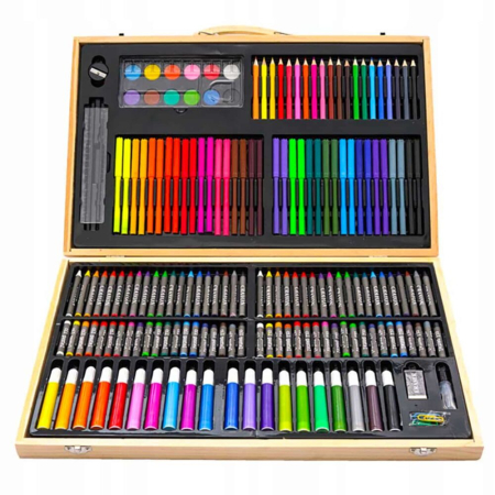 Set 180 piese pentru desen pentru copii sau adulti creioane colorate vopsele si markere cu geanta de transport din lemn masiv model AVX-WT-ART-10 capacitate completa de culori – IoArtify.ro [3]