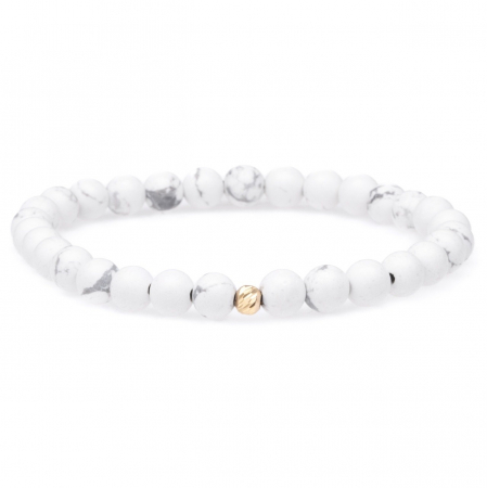 Set de 2 Brățări Elegance cu Howlit și Bile din Aur 14K – Cadou Perfect pentru Cuplu [2]