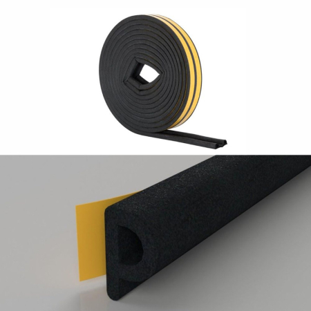 Set 2 buc Banda autoadeziva pentru etansarea usilor si ferestrelor Profil P 9mm x 5.5mm Rezistenta UV Cauciuc EPDM 6 m Maro – IoArtify.ro [4]