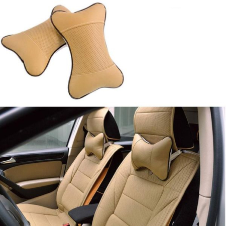 Set 2 Perne pentru Tetiera Auto din Piele Ecologică Bej – Confort și Stil pentru Călătorii Plăcute [2]