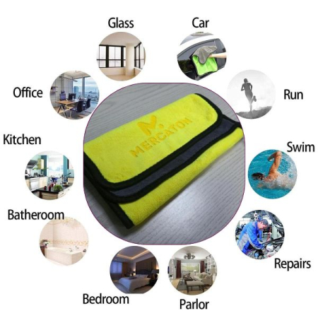 Set 2 Lavete Profesionale Mercaton din Microfibra Ultra-Absorbante 800 GSM pe metru pătrat Gri cu Galben 30 x 60 cm – IoArtify.ro [4]