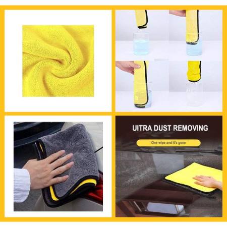 Set 2 Lavete Profesionale Mercaton din Microfibra Ultra-Absorbante 800 GSM pe metru pătrat Gri cu Galben 30 x 60 cm – IoArtify.ro [5]