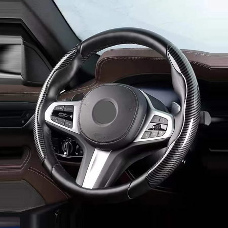 Accesorii Auto - Interior - Set 2 ornamente volan finisaj CARBON NEGRU dimensiune universala - IoArtify.ro