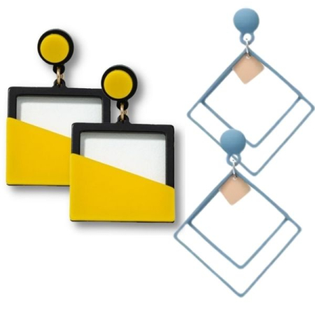 Seturi cercei - Set 2 Perechi de Cercei Royal Deluxe Galbeni si Albastru cu Auriu din Aliaj Metalic – IoArtify.ro