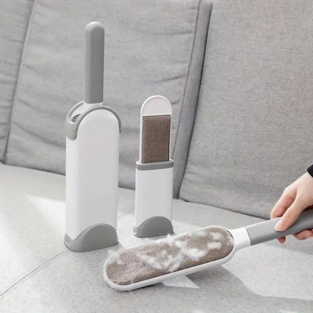 Produse Igienă (șampoane, perii) - Set 2 perii pentru indepartarea scamelor si a parului animalelor de companie Travel size PP Gri cu maner ergonomic – IoArtify.ro