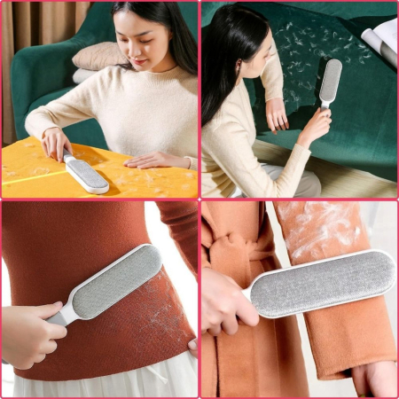 Set 2 perii pentru indepartarea scamelor si a parului animalelor de companie Travel size PP Gri cu maner ergonomic – IoArtify.ro [8]