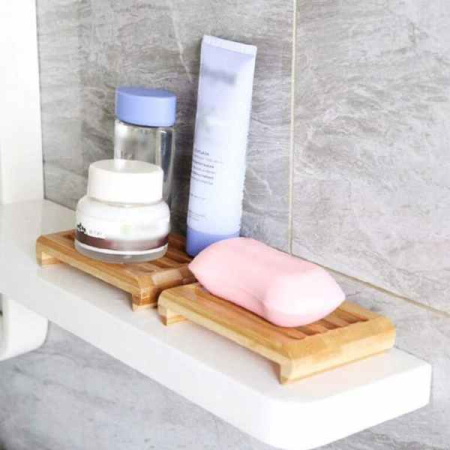 Set 2 Piese din Bambus Cutie Depozitare Betisoare de Ureche si Sapuniera Anti-Derapanta cu Drenaj Apa Maro – IoArtify.ro [8]