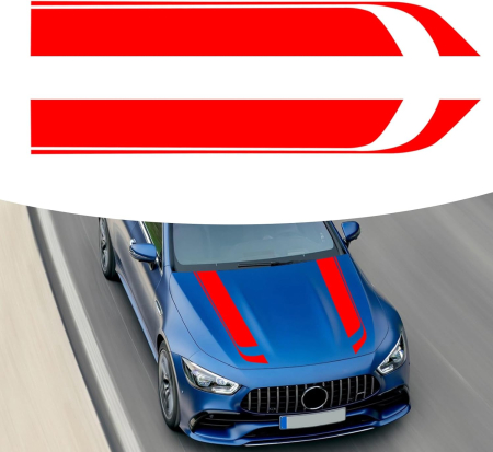 Stickere tuning - Set 2 stickere autoadezive Tuning model Hood Stripes V1 dimensiune 85 x 12 cm culoare Rosie - IoArtify.ro