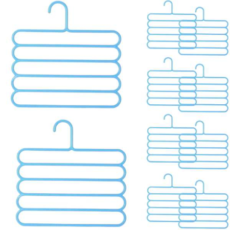 Mobilier Casă - Set 20 Umerase din Plastic cu 5 Pozitii pentru Pantaloni Fuste sau Cravate 31 x 31 cm Albastru - IoArtify.ro