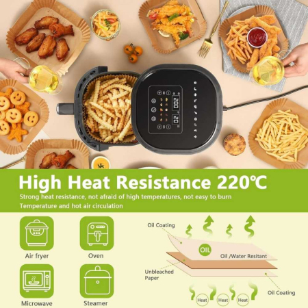 Set 200 Hartii de copt sau prajit pentru Airfryer Forma patrat 20 x 20 cm in suport de plastic cu capac – IoArtify.ro [6]