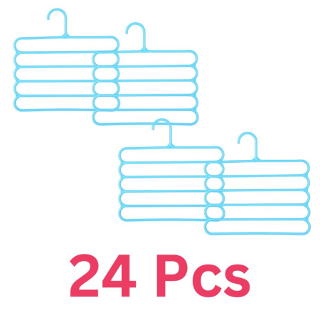 Pachete Promoționale - Set 24 Umerase Multifunctionale din Plastic cu 5 pozitii pentru Haine si Accesorii 31 x 31 cm Albastru – IoArtify.ro