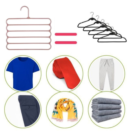 Set 24 Umerase Multifuncționale din Plastic Maro cu 5 Pozitii Antiderapante pentru Organizare Eficientă a Garderobei [2]