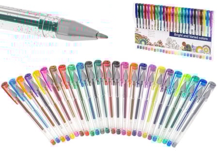 Papetărie - Set 25 piese Pixuri cu gel multicolor cu sclipici cerneală rezistentă la apă – IoArtify.ro
