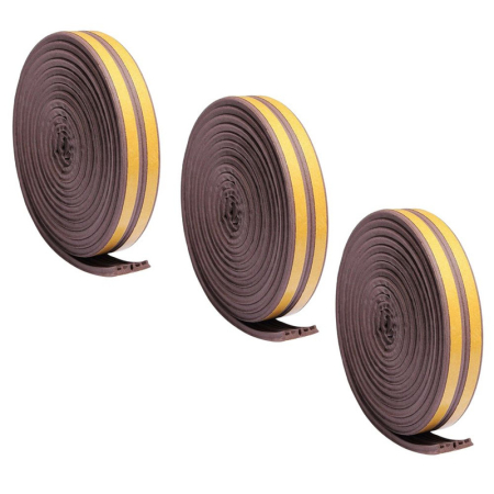 Hobby & Timp Liber - Set 3 buc Banda autoadeziva pentru etansarea usilor si ferestrelor Profil E 9mm x 4mm Rezistenta UV Cauciuc EPDM 6 m Maro – IoArtify.ro