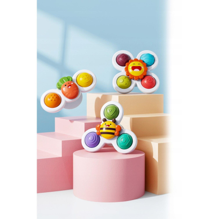 Set 3 Jucării Interactive Pop Up Fidget Spinner pentru Copii și Bebelusi – Distracție Senzorială Colorată [1]