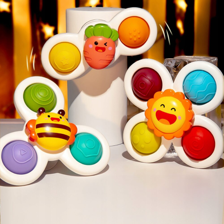 Set 3 Jucării Interactive Pop Up Fidget Spinner pentru Copii și Bebelusi – Distracție Senzorială Colorată [4]