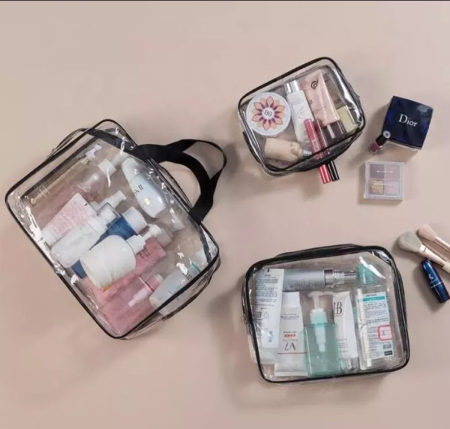 Set 3 organizatoare de cosmetice AVX-BQ60 transparente cu fermoar rezistent – IoArtify.ro [1]