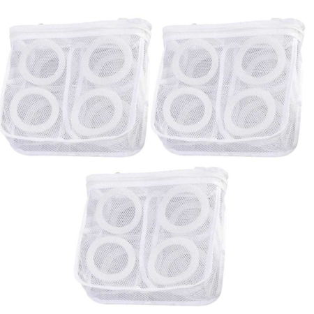 CADOURI, HOBBY & ARTE - Set 3 Saculeti pentru Spalarea si Uscarea Incaltamintei si a Hainelor de Dimensiuni Mici Poliester 28 x 27 cm Alb - IoArtify.ro