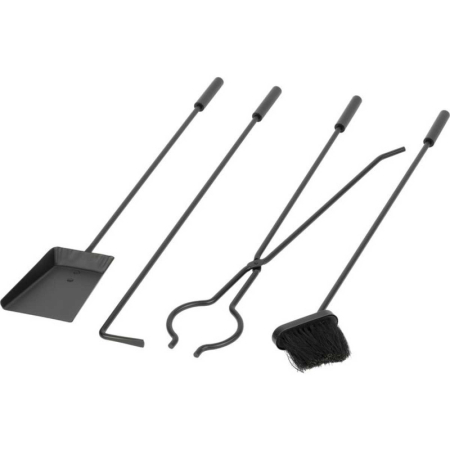 Set 4 Accesorii cu Suport pentru Semineu si Soba din Fier Forjat 81 cm Negru cu Manere Ergonomice – IoArtify.ro [1]