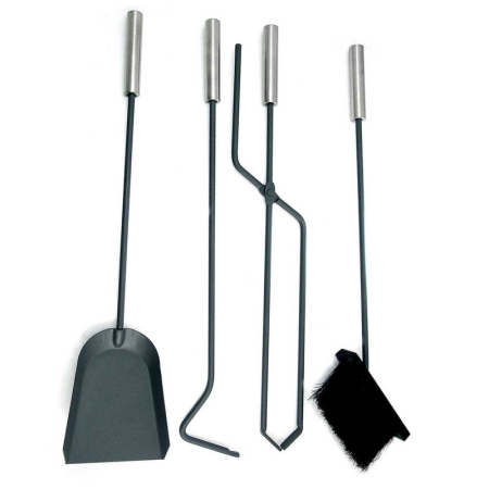 Set 4 Accesorii cu Suport pentru Semineu si Soba din Inox 66 cm si Covoras Metalic 40x47.5 cm Rezistent la Temperaturi Ridicate – IoArtify.ro [2]