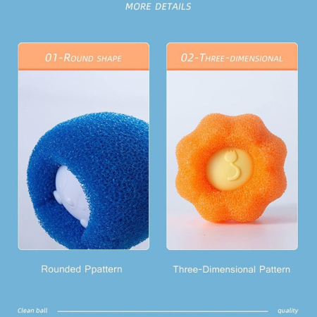 Set 4 bile pentru masina de spalat indepartare par animale de companie Albastru Portocaliu cu diametru 5 cm – IoArtify.ro [6]